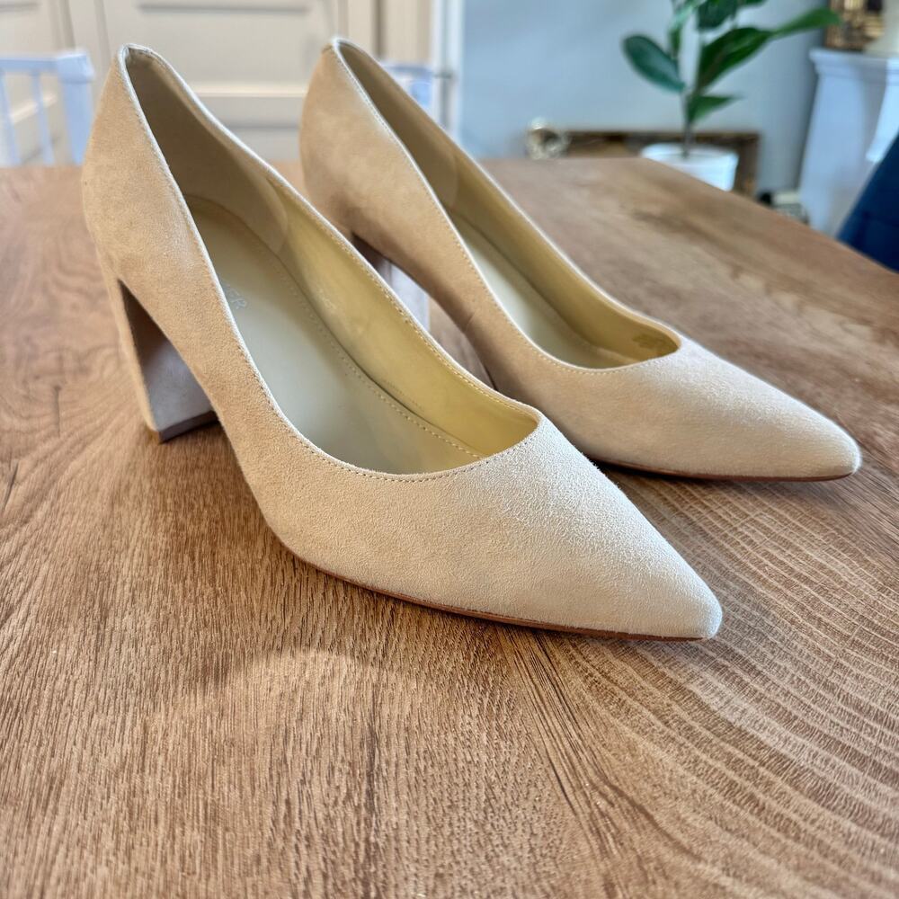 Marc Fisher | Claire Light Tan Suede Block Heels | Women’s Size 8